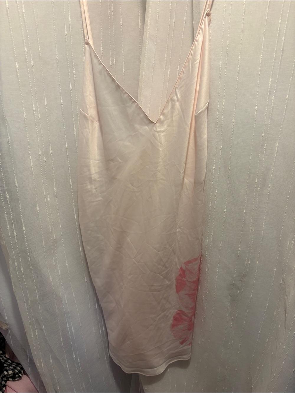 Victoria's Secret Pale Pink Satin Slip with Soft Rose Accent